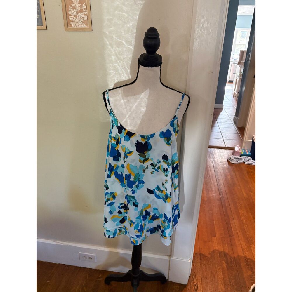 Zac & Rachel Blue Floral Layered Cami Tank, Size S